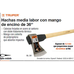 HACHA TRUPER MEDIA LABOR 4.1/2LBS #ML-4-1/2M  C/MANGO 36