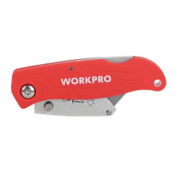 CUCHILLO CARTONERO PLEGABLE PLASTICO ROJO WORKPRO