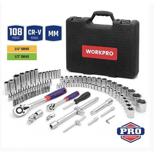 SET CHICHARRA 1/2 Y 1/4 108PCS WORKPRO