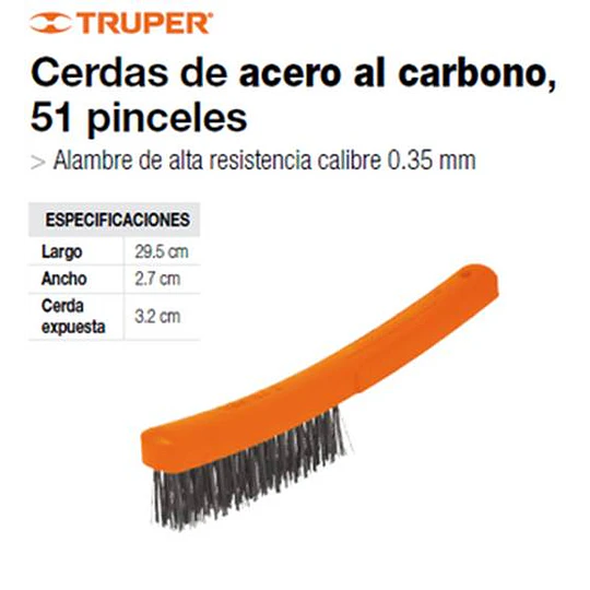 ESCOBILLA ACERO TRUPER C/MANGO 4 X 16 HILERAS # CEA-54