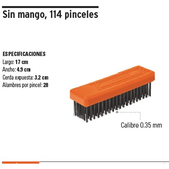 ESCOBILLA ACERO TRUPER S/MANGO 6 X 19 HILERAS # CEA-36