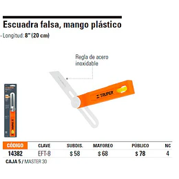 ESCUADRA FALSA TRUPER PROFESIONAL 8PULG # EFT-8