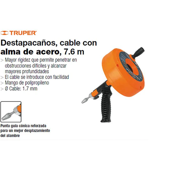 DESTAPADOR P/DESAGUE 7.6 MTS # DECA-25 TRUPER