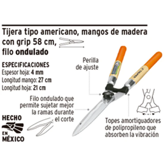 TIJERA TRUPER CORTAR PASTO 19 CM TIPO AMERICANO C/MANGO # TE