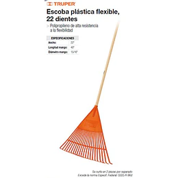 RASTRILLO 26 DIENTES PLASTICO CON MANGO #  EP-26R TRUPER
