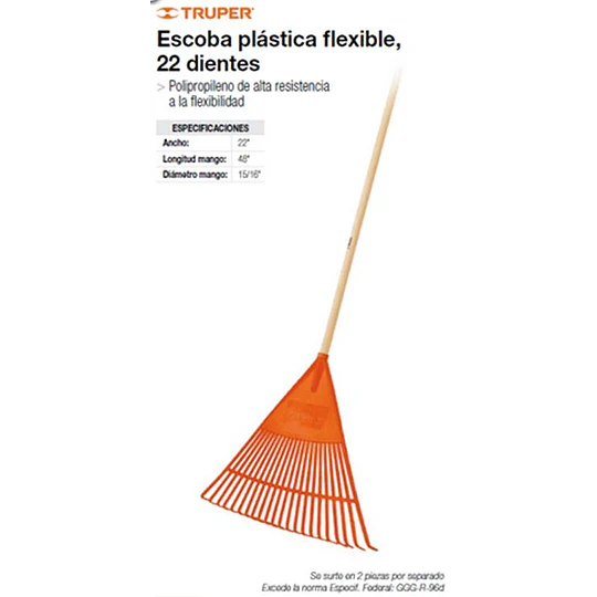 RASTRILLO 26 DIENTES PLASTICO CON MANGO #  EP-26R TRUPER