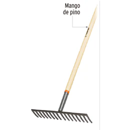 RASTRILLO TRUPER RECTO, 16 DTES C/MANGO MADERA # R-16M