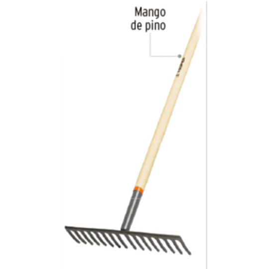 RASTRILLO TRUPER RECTO, 16 DTES C/MANGO MADERA # R-16M