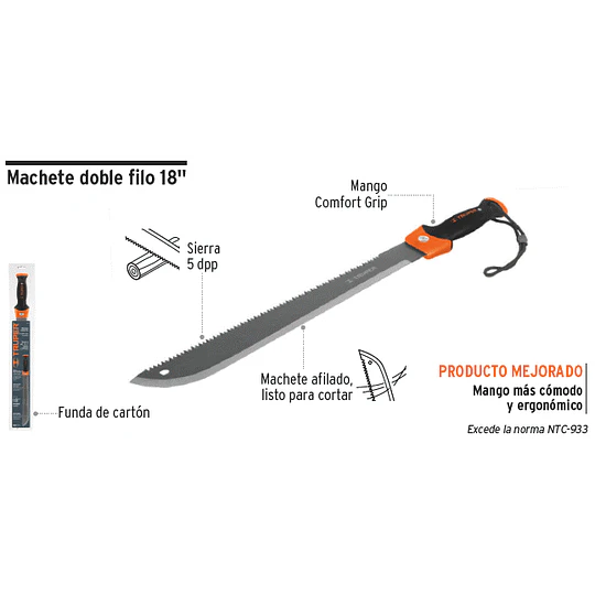 MACHETE DOBLE FILO 18PULG TRUPER 