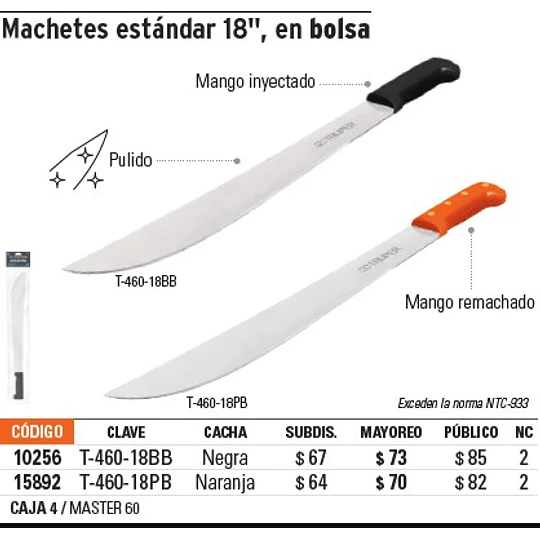 MACHETE TRUPER PULIDO 22PULG # T-460-22P