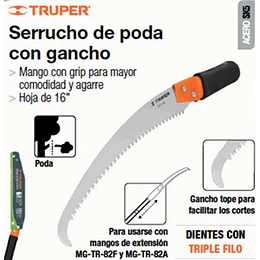 SERRUCHO TRUPER PODAR 16PULG C/GANCHO 3 FILOS # STP-16X