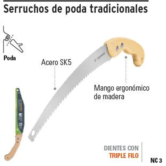 SERRUCHO TRUPER PODAR M/MADERA 3 FILOS # STP-12