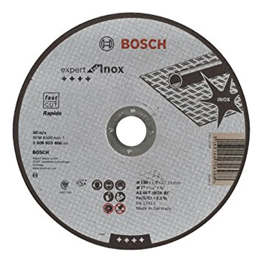 DISCO CORTE INOX 7 PULG ESPESOR 1,6MM BOSCH