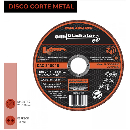 DISCO CORTE 7 X 1.8MM GLADIATOR