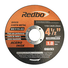 DISCO CORTE 4 1/2 X 1.0MM REDBO