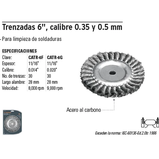 ESCOBILLA TRUPER CIRCULAR FINA 6PULG P/ESMERIL EJE 5/8PULG #
