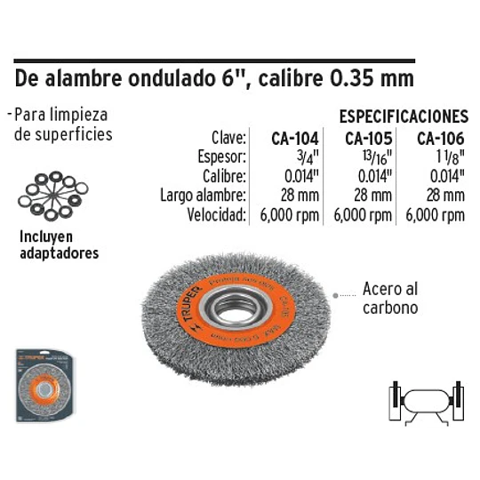 ESCOBILLA TRUPER CIRCULAR P/ESMERIL FINA 1.1/8PULG # CA-106