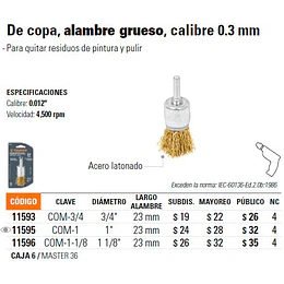ESCOBILLA TRUPER DE COPA P/TALAD.GRUESA 3/4PULG # COM-3/4