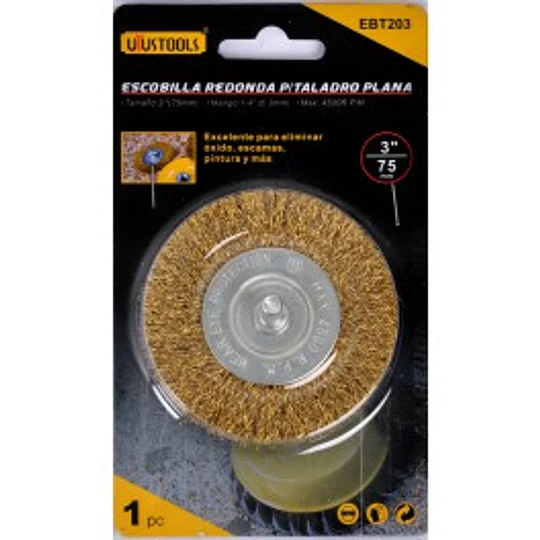 ESCOBILLA REDONDA P/TALADRO PLANA 3PULG UYUSTOOLS