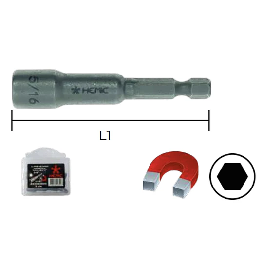 ADAPTADOR MAGNETICO 1/4X65MM HEMIC / PRAKTUS