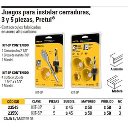 SIERRA COPA 3 PIEZAS P/INSTALAR CERRADURAS # KIT-3P PRETUL