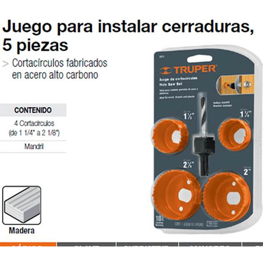SIERRA COPA 5 PIEZAS P/MADERA # KIT-5 TRUPER