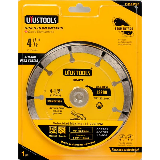 DISCO DIAMOND PROFESIONAL 4(115MM) SECO SEGMENTADO UYUSTOOLS