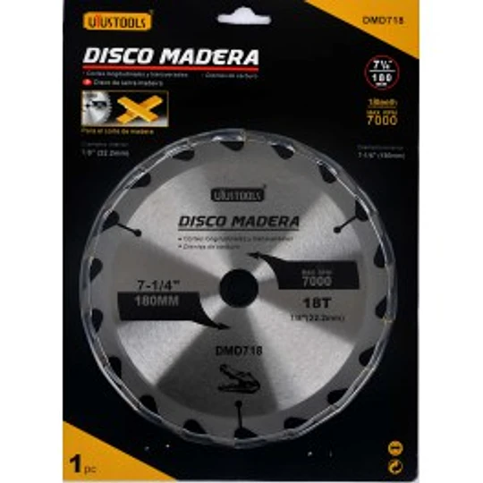 DISCO SIERRA MADERA CIRCULAR 180 X 18T UYUSTOOLS