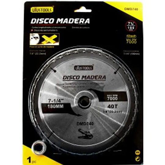 DISCO SIERRA MADERA CIRCULAR 180 X 40T UYUSTOOLS
