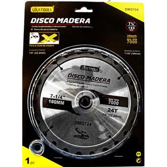 DISCO SIERRA MADERA CIRCULAR 180X24T UYUSTOOLS