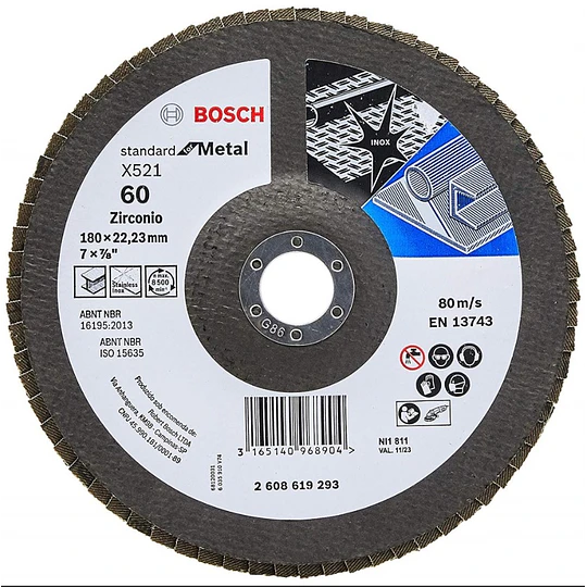 DISCO FLAP ECO FOR INOX/METAL 180MM GR60 BOSCH