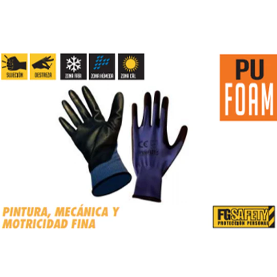GUANTE ULTRAFLEX POLIESTER PU FOAM TALLA 9 FG SAFETY