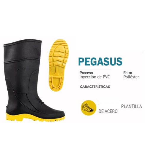 BOTA PVC PEGASUS NEGRA S/PUNTA 43 SPRO