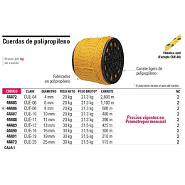 CORDEL NYLON AMARILLO 8MM X METRO