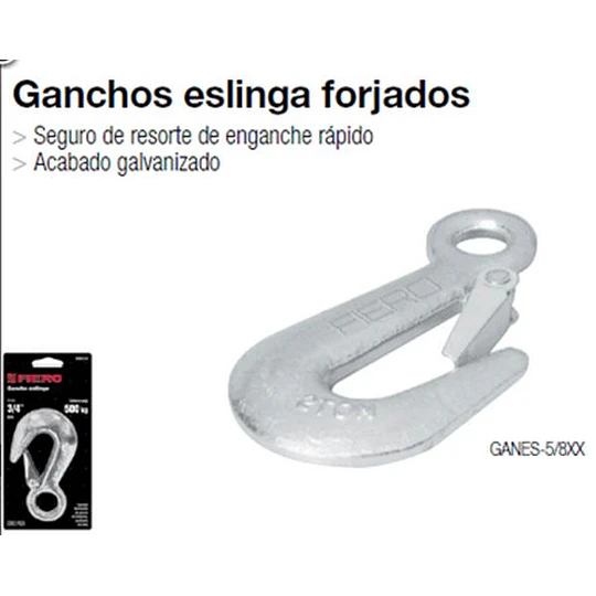 GANCHO TRUPER C/SEGURO 5/8PULG 1.500 KG # GANES-5/8X