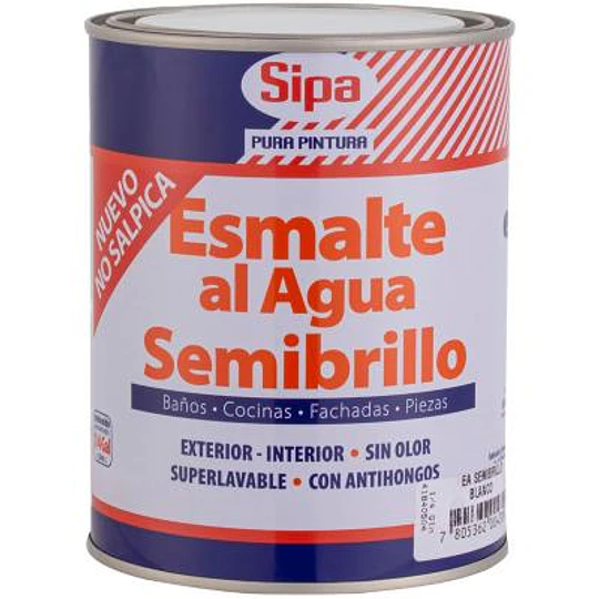 ESMALTE AGUA SEMIBRILLO BASE P 1LT SIPA