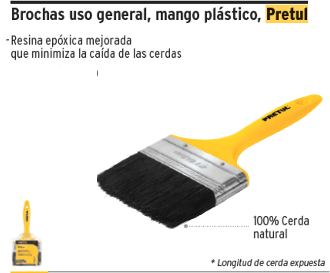 BROCHA MANGO PLASTICO 1 PRETUL