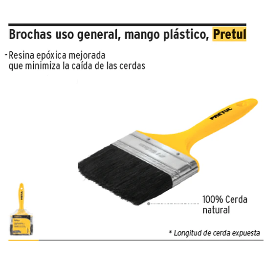 BROCHA MANGO PLASTICO 2 1/2 PRETUL 