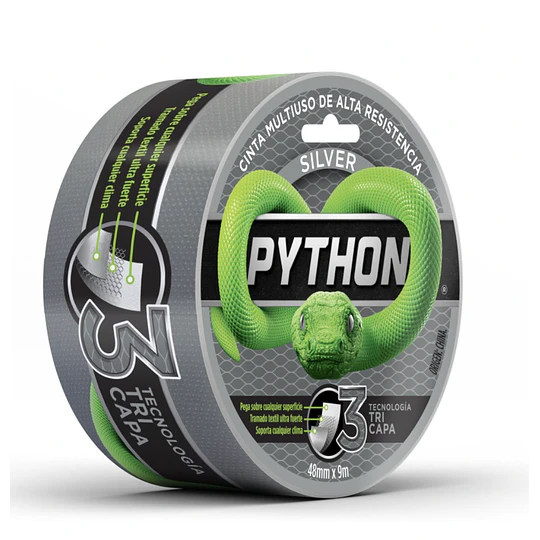 CINTA MULTIUSO GRIS ALTA RESISTENCIA 48MMX9MTS PYTHON