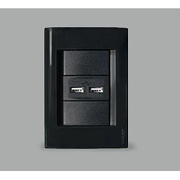 ENCHUFE EMBUTIDO USB DOBLE NEGRO KALOP