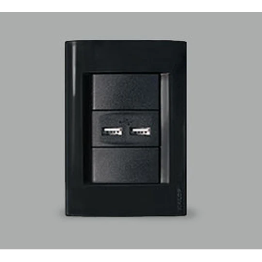 ENCHUFE EMBUTIDO USB DOBLE NEGRO KALOP
