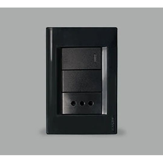 INTURRUPTOR 9/12 + ENCHUFE EMBUTIDO SIMPLE CIVIL NEGRO KALOP