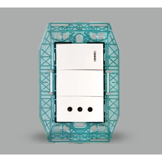 INTERRUPTOR EMBUTIDO 9/12 + ENCHUFE 10A S/TAPA BLANCO KALOP