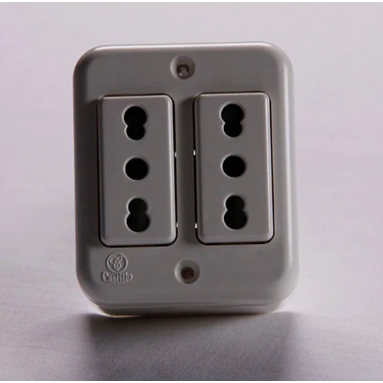 ENCHUFE DOBLE 16AMP SOBREPUESTO CASTILLO