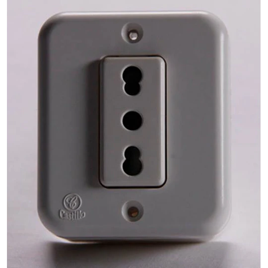 ENCHUFE SIMPLE 16AMP SOBREPUESTO CASTILLO