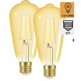 PACK 2 AMPOLLETA LED E27 YELLOW GLAS E27 6W