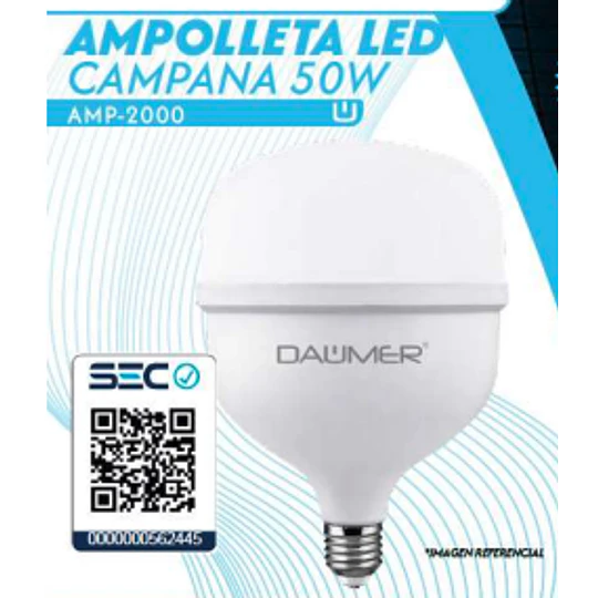  AMPOLLETA LED CAMPANA E27 50W LUZ FRIA DAUMER