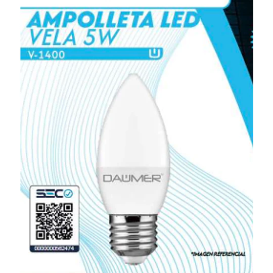 AMPOLLETA LED VELA 5W FRIA E14 DAUMER