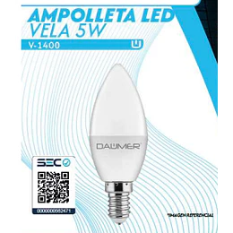 AMPOLLETA LED VELA 5W FRIA E27 DAUMER