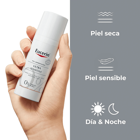 Eucerin Ultra Sensitive crema facial piel seca 0%alcohol 50ml 3